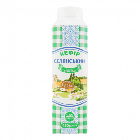 Кефір СЕЛЯНСЬКИЙ 1%, 450г, пляшка пластикова